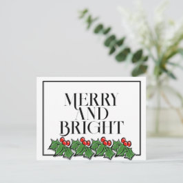 ホリ葉ー、ホリーベリー、おもしろい休日はがき ポストカード