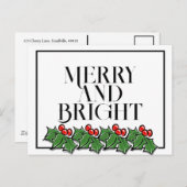 ホリ葉ー、ホリーベリー、おもしろい休日はがき ポストカード (正面/裏面)