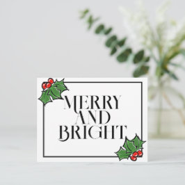 ホリ葉ー、ホリーベリー、おもしろい休日はがき ポストカード