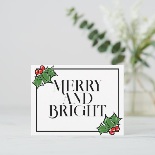 ホリ葉ー、ホリーベリー、おもしろい休日はがき ポストカード (スタンド正面)