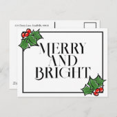 ホリ葉ー、ホリーベリー、おもしろい休日はがき ポストカード (正面/裏面)