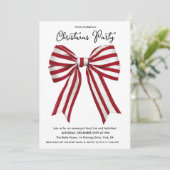 ホリ赤と白ストライプのデークリスマス招待状 招待状 (スタンド正面)