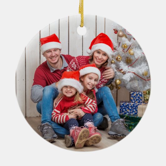 ホリ赤と白ーのすてきタイポグラフィ写真 セラミックオーナメント (裏面)