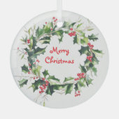 ホリ離れーリースとベリー ガラスオーナメント (正面)
