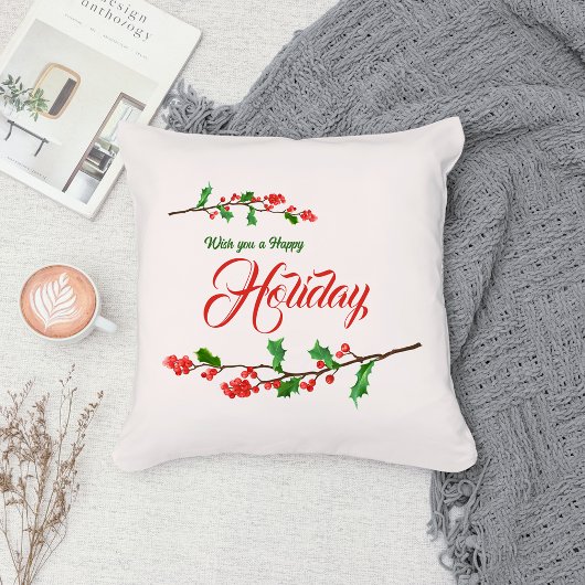 ホリ離れー装飾用クッション、レッドベリークリスマス クッション
