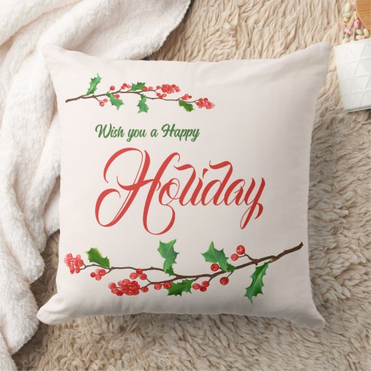 ホリ離れー装飾用クッション、レッドベリークリスマス クッション (ブランケット)