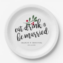 ホリ食べードリンクとビー結婚したクリスマスベリー ペーパープレート