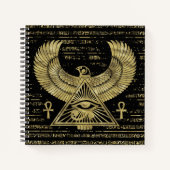 ホルスのエジプトの目 – ワジェット金ゴールドとブラック ノートブック (正面)