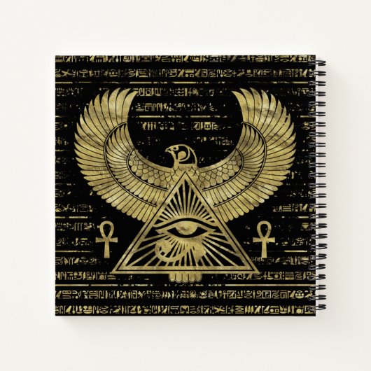 ホルスのエジプトの目 – ワジェット金ゴールドとブラック ノートブック (裏面)