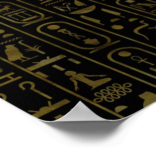 ホルスのエジプトの目 – ワジェット金ゴールドとブラック ポスター (角)