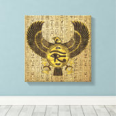 ホルスのエジプトの目 – Wadjet金ゴールドと木材 キャンバスプリント (インサイチュ (ウッドフロア))