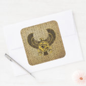 ホルスのエジプトの目 – Wadjet金ゴールドと木材 スクエアシール (封筒)