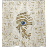 ホルスのエジプト目-金ゴールドと真珠 シャワーカーテン (正面)