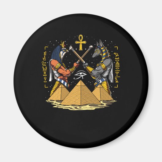 ホルスのピラミッドのアヌビスエジプト神Ra Ankh目 マグネット (正面)