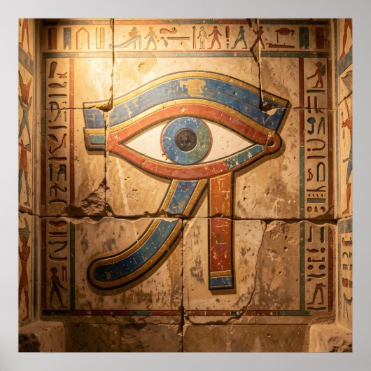 ホルスの目と古代エジプトの象形文字 スピリチュアル ポスター (正面)