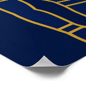 ホルスエジプト神金ゴールドラインアートブルーポスター ポスター (角)