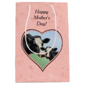 ホルスタインカウアンドカーフピンクハート ミディアムペーパーバッグ (正面)