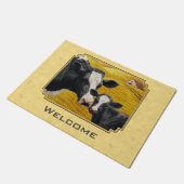 ホルスタインカウアンドカーフファームイエロー ドアマット (アングル)