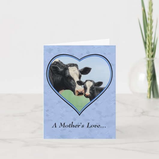ホルスタインカウアンドキュートカーフブルーハート カード (正面)