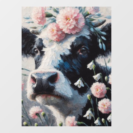 ホルスタインカウインフラワーズファームハウス絵画ズ ウィンドウサイン (シート)