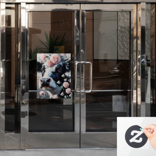 ホルスタインカウインフラワーズファームハウス絵画ズ ウィンドウサイン (オフィスドア)