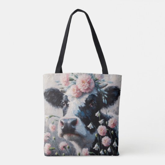ホルスタインカウインフラワーズファームハウス絵画ズ トートバッグ (裏面)