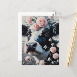 ホルスタインカウインフラワーズファームハウス絵画ズ ポストカード