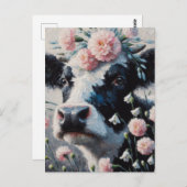 ホルスタインカウインフラワーズファームハウス絵画ズ ポストカード (正面/裏面)