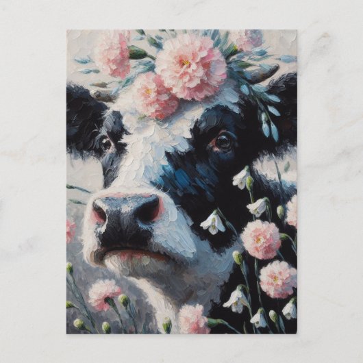 ホルスタインカウインフラワーズファームハウス絵画ズ ポストカード (正面)