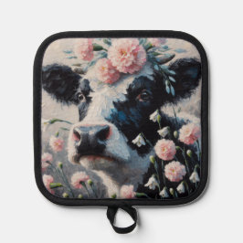 ホルスタインカウインフラワーズファームハウス絵画ズ 鍋敷き