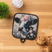 ホルスタインカウインフラワーズファームハウス絵画ズ 鍋敷き (トップダウン)