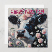 ホルスタインカウインフラワーズファーム誕生日カード (正面/裏面)