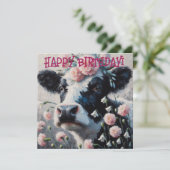 ホルスタインカウインフラワーズファーム誕生日カード (スタンド正面)