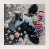 ホルスタインカウカーネーションズファームハパーソナライズされたウス ジグソーパズル (横)