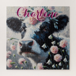 ホルスタインカウカーネーションズファームハパーソナライズされたウス ジグソーパズル