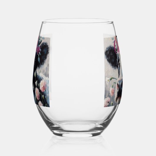 ホルスタインカウカーネーションズファームハパーソナライズされたウス ステムなしワイングラス (右)