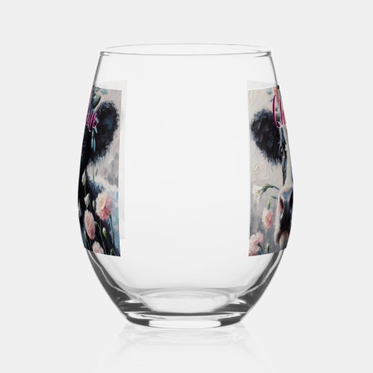 ホルスタインカウカーネーションズファームハパーソナライズされたウス ステムなしワイングラス (左)