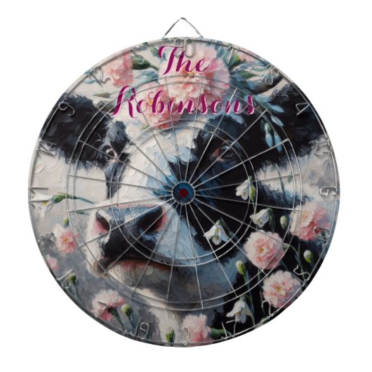 ホルスタインカウカーネーションズファームハパーソナライズされたウス ダーツボード (正面)