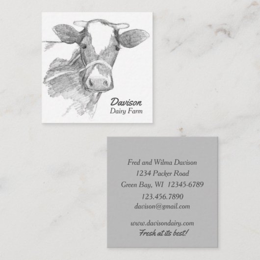 ホルスタインカウデイリーファームアニマル白黒 スクエア名刺 (正面/裏面)