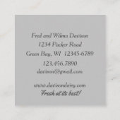 ホルスタインカウデイリーファームアニマル白黒 スクエア名刺 (裏面)