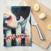 ホルスタインカウピケットフェンスレッドローズパーソナライズされた キッチンタオル (四つ折り)