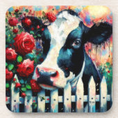 ホルスタインカウピケットフェンスレッドローゼブラックレッド コースター (正面)