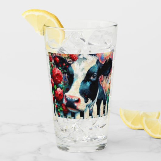 ホルスタインカウピケットフェンスレッドローゼブラックレッド タンブラーグラス (アイス正面)