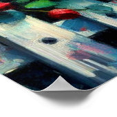 ホルスタインカウピケットフェンスレッドローゼブラックレッド ポスター (角)