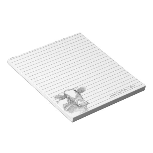 ホルスタインカウファームアニマルグレーライニング名前をカスタムする ノートパッド (アングル)