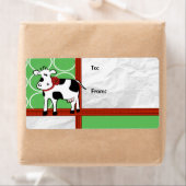 ホルスタインホリデーカワイトクリスマスカウカートゥーン ラベル (インサイチュ)