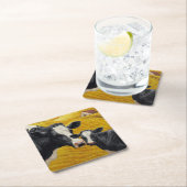 ホルスタイン牛とオールドウッドバーン スクエアペーパーコースター (インサイチュ)