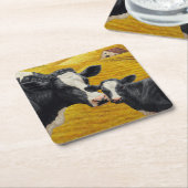 ホルスタイン牛とオールドウッドバーン スクエアペーパーコースター (アングル)