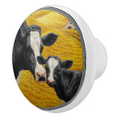 ホルスタイン牛とオールドウッドバーン セラミックノブ (右)