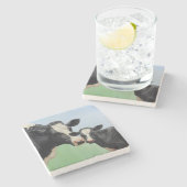 ホルスタイン牛と子牛 ストーンコースター (横)